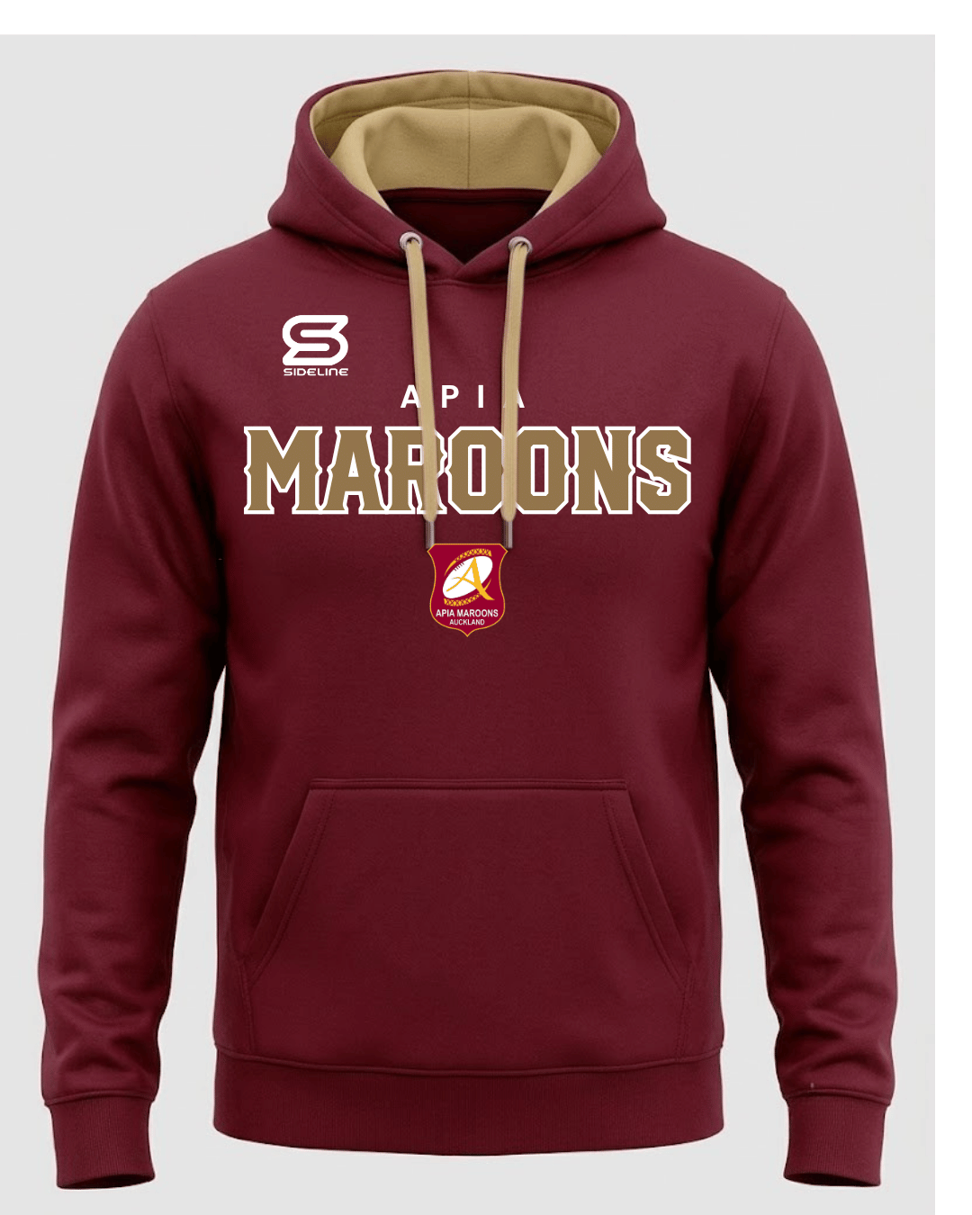2026 Apia Maroons Supporters Pullover Hoodie in maroon and gold
