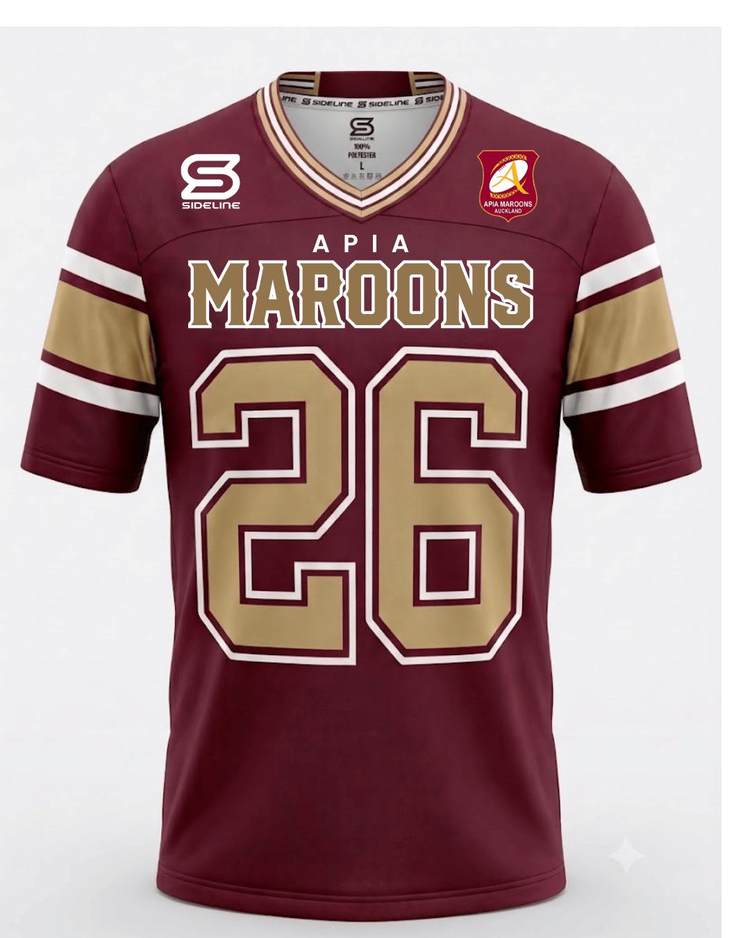 2026 Apia Maroons Supporters Jersey in maroon and gold