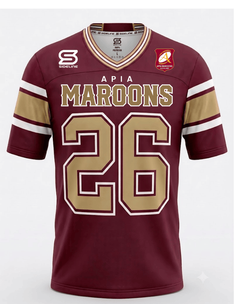 2026 Apia Maroons Supporters Jersey in maroon and gold