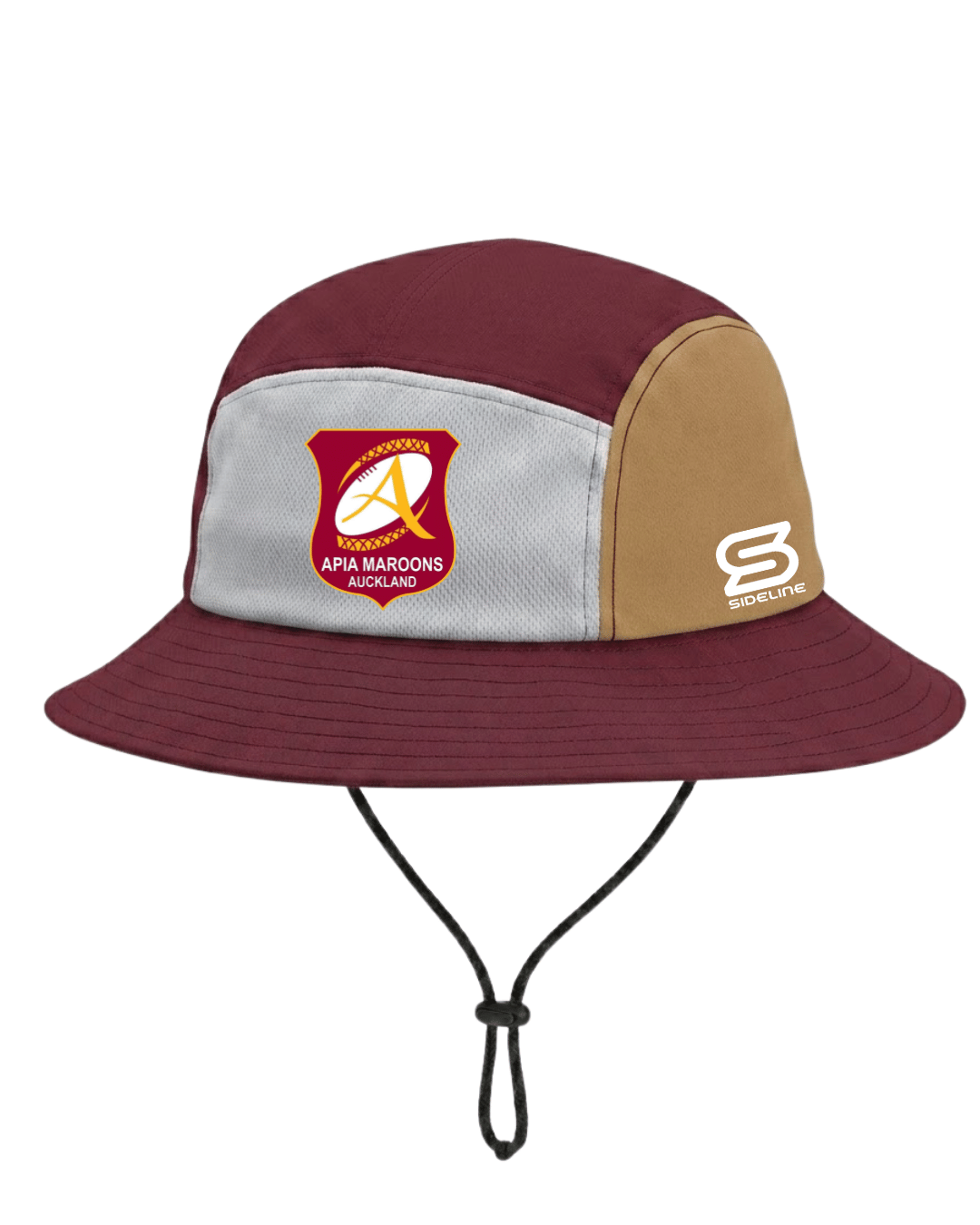 2026 Apia Maroons Supporters Bucket Hat in maroon, gold and grey