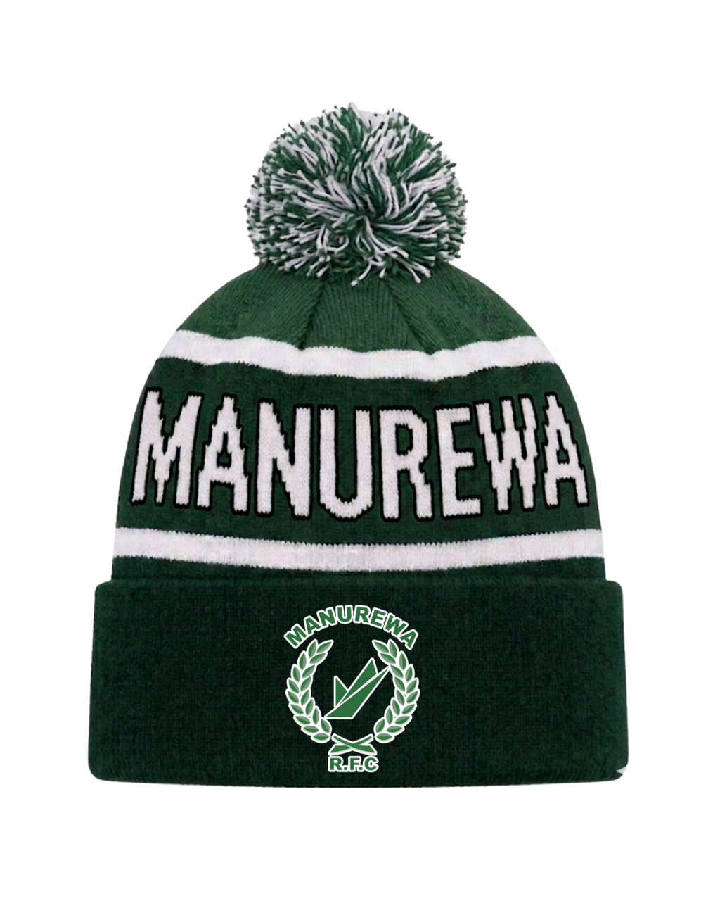 2026 Manurewa RFC Div 3 Rugby Pompom Beanie Front